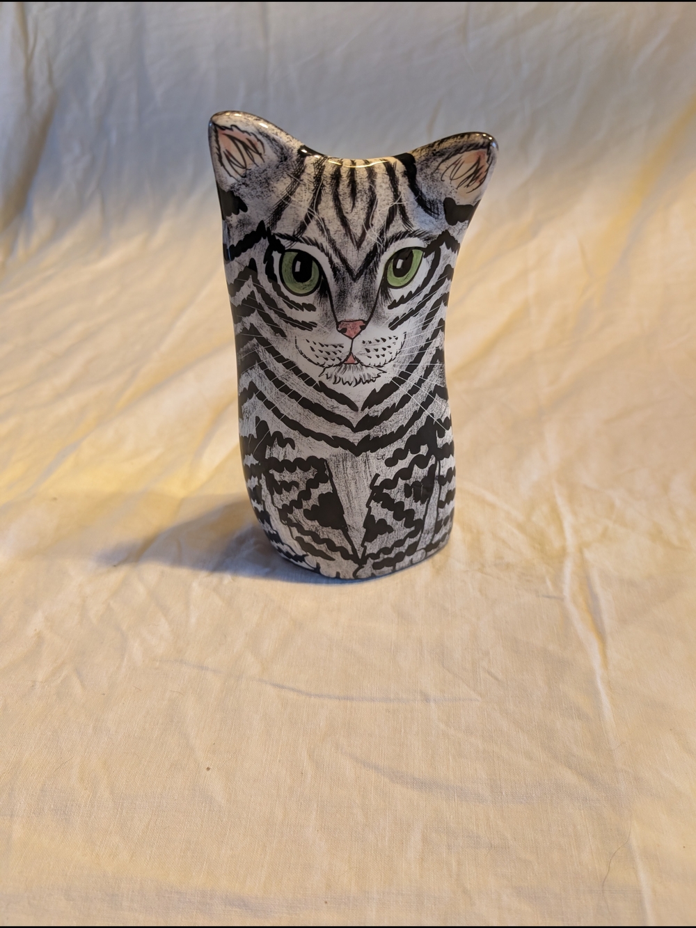 2/70$ Vintage Gray & Green Cat Vase